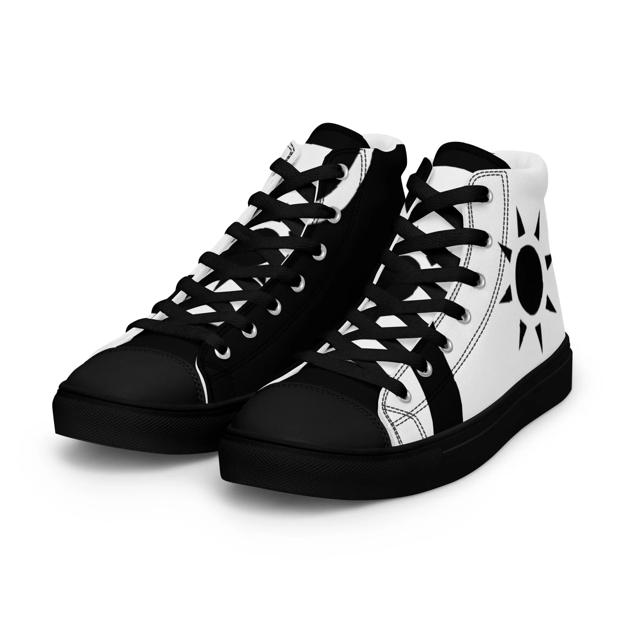 Men’s High Top Canvas Shoes Athletic Trainers Streetwear Apparel Ascension High Fashion Black Sun