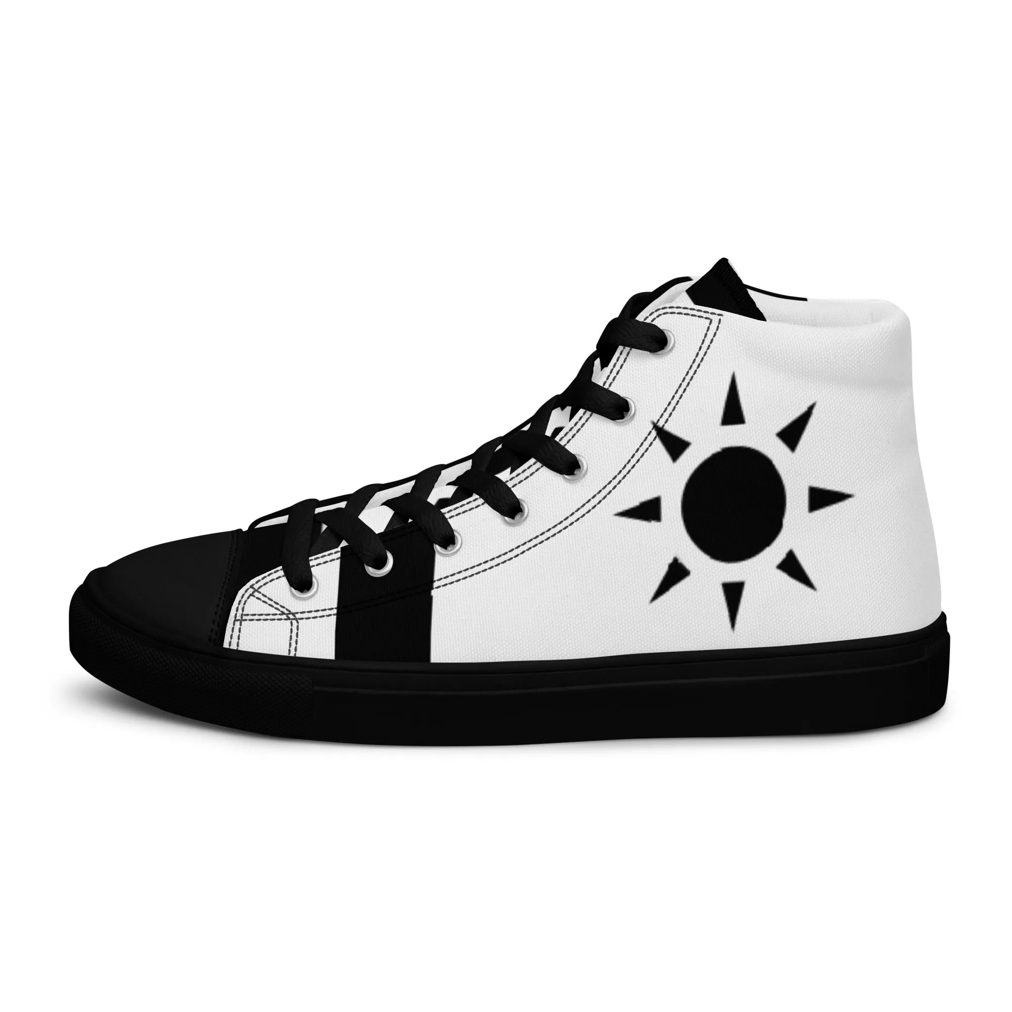 Men’s High Top Canvas Shoes Athletic Trainers Streetwear Apparel Ascension High Fashion Black Sun