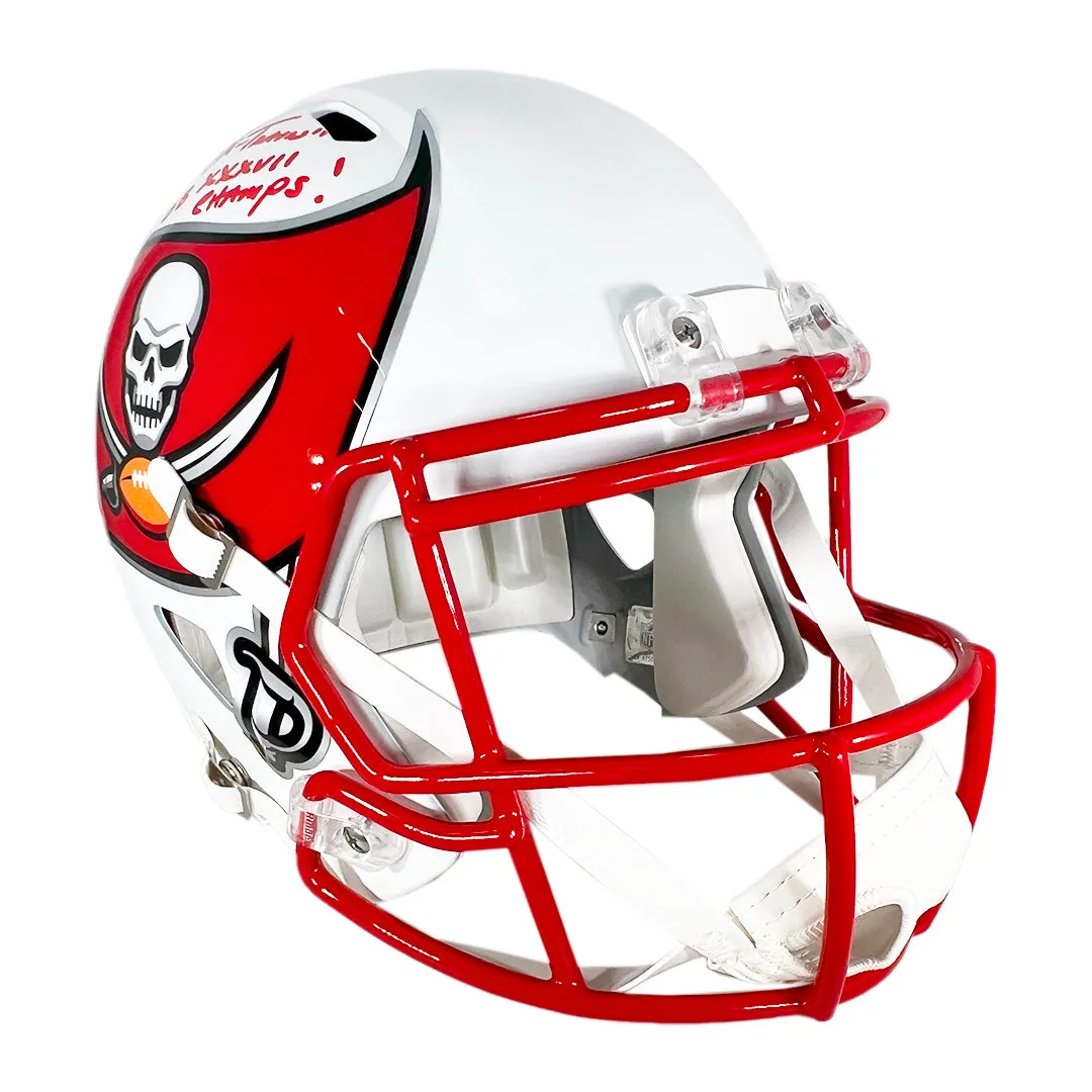 Mike Alstott Signed "A-Train" SB XXXVII Champs! Inscription Tampa Bay Buccaneers Lunar Eclipse Full-Size Replica Football Helmet (Beckett)