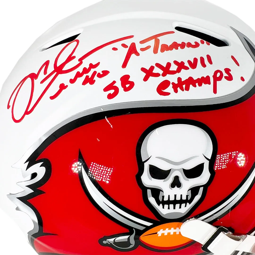 Mike Alstott Signed "A-Train" SB XXXVII Champs! Inscription Tampa Bay Buccaneers Lunar Eclipse Full-Size Replica Football Helmet (Beckett)