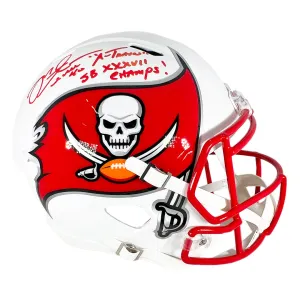 Mike Alstott Signed "A-Train" SB XXXVII Champs! Inscription Tampa Bay Buccaneers Lunar Eclipse Full-Size Replica Football Helmet (Beckett)