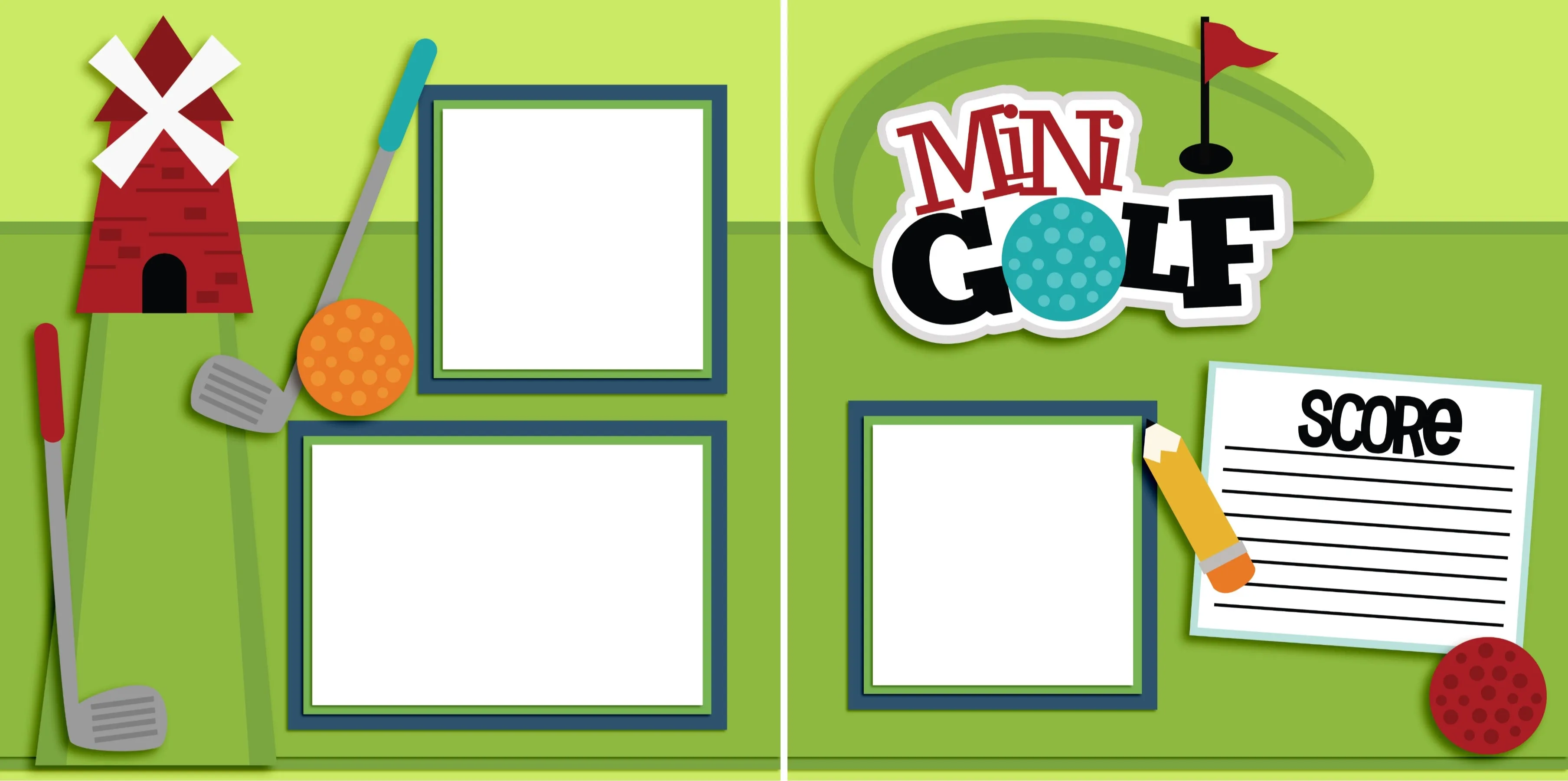 Mini Golf - Digital Scrapbook Pages - INSTANT DOWNLOAD