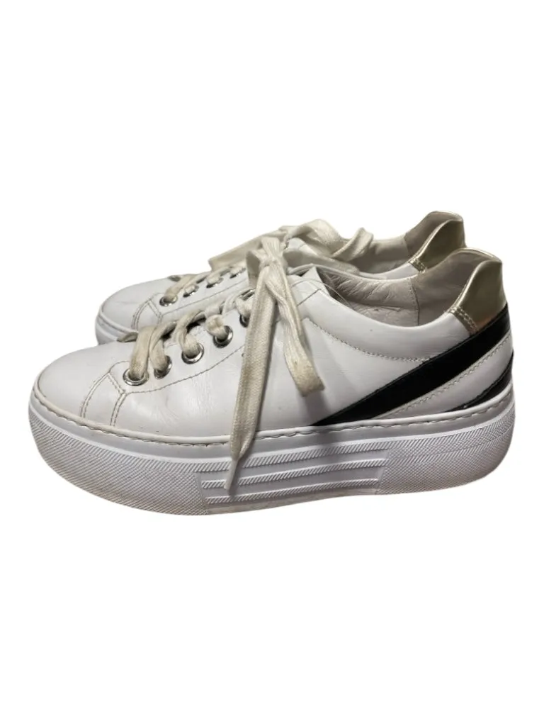 Nero Giardini Shoe Size 36 White & Black Leather round toe lace up Sneakers