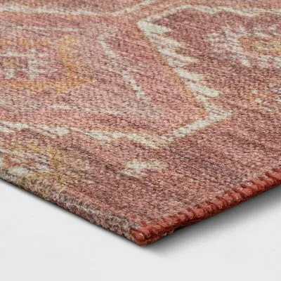 New - 2'x7' Southbury Washable Printed Diamond Persian Style Runner Rug Rust - Threshold