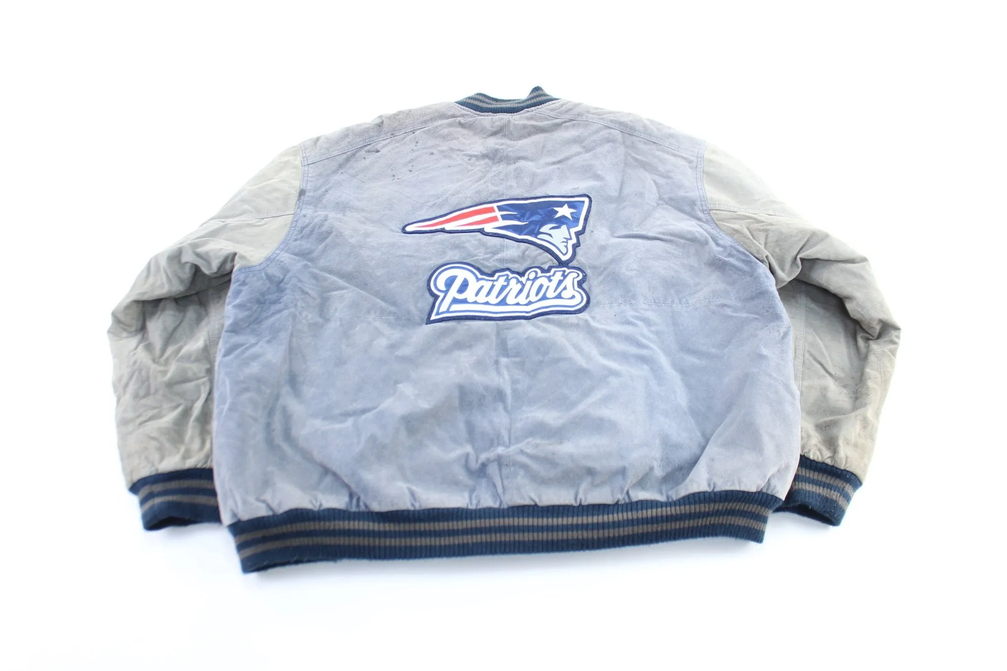 New England Patriots Embroidered Suede Zip Up Jacket