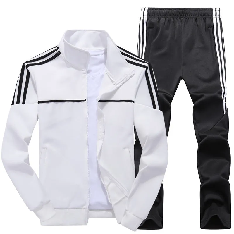 New Men's Set Spring Autumn Man Sportswear 2 Piece Sets Sports Suit Jacket Pant Sweatsuit Male Tracksuit Asia Size L-4XL