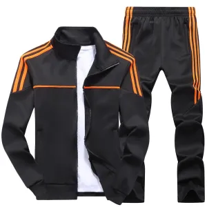 New Men's Set Spring Autumn Man Sportswear 2 Piece Sets Sports Suit Jacket Pant Sweatsuit Male Tracksuit Asia Size L-4XL