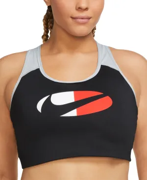 Nike Women's Dri Fit Swoosh Medium Support Non Padded Colorblocked Sports Bra Black Size 2X