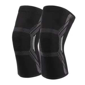 Nylon Sports Protective Gear Four-Way Stretch Knit Knee Pads, Size: L(Black White)