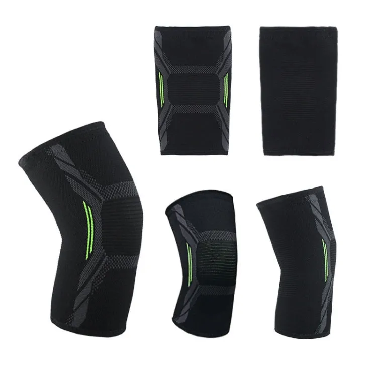 Nylon Sports Protective Gear Four-Way Stretch Knit Knee Pads, Size: L(Black White)