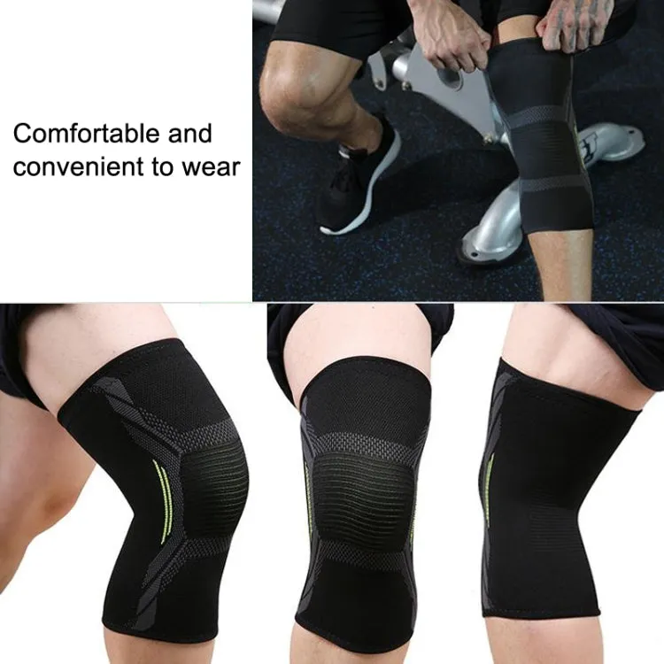 Nylon Sports Protective Gear Four-Way Stretch Knit Knee Pads, Size: L(Black White)