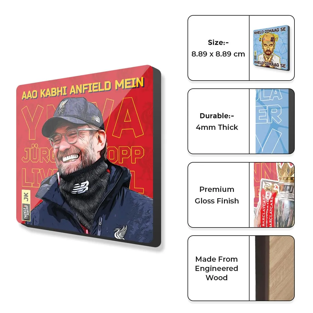 Pep Guardiola, Jurgen Klopp, Sir Alex Ferguson Football Design Fridge Magnets Set, 4mm Thick, Glossy Finish, Set of 3, Gift for Sports Fans