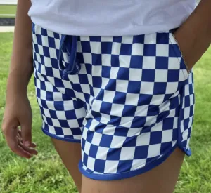 Pep Rally Blue Checkered Shorts