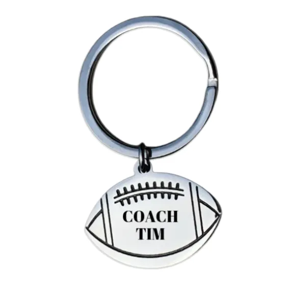 Personalized Engraved Football Coach Keychain - Football Ball Shape