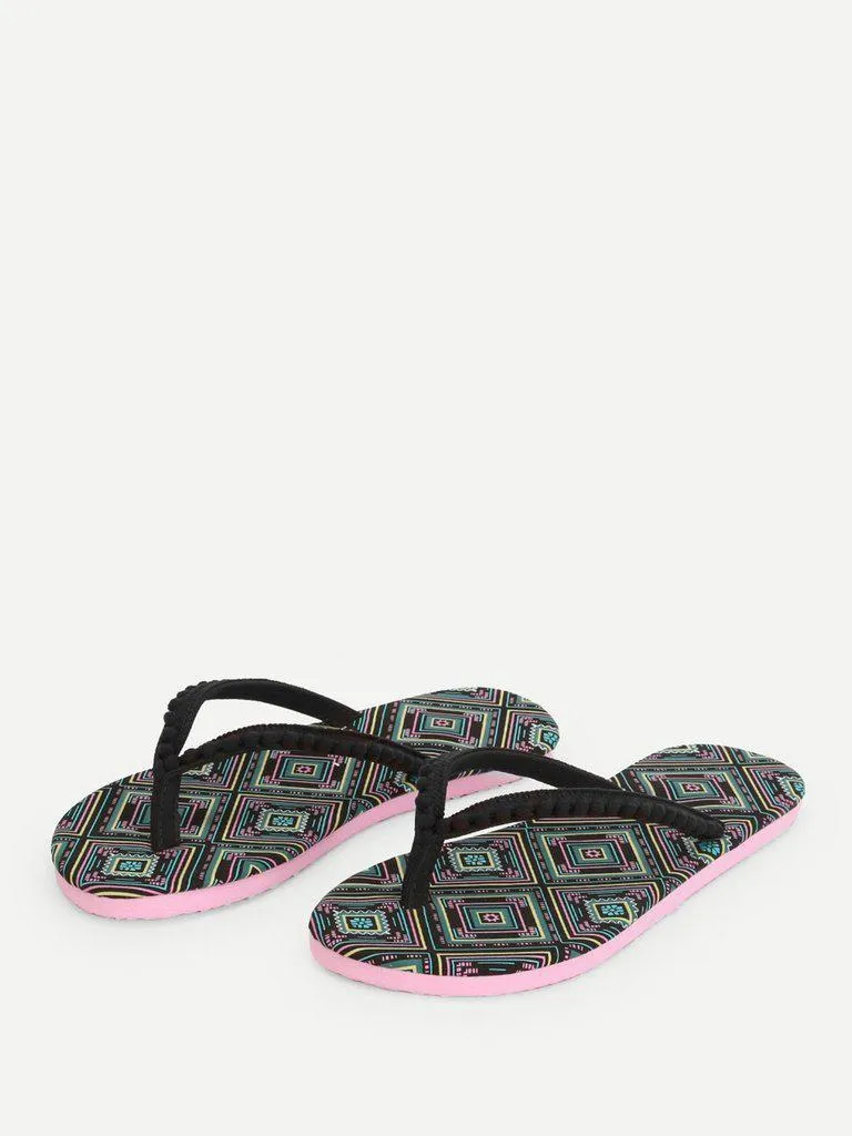 Pom Pom Front Flip Flops