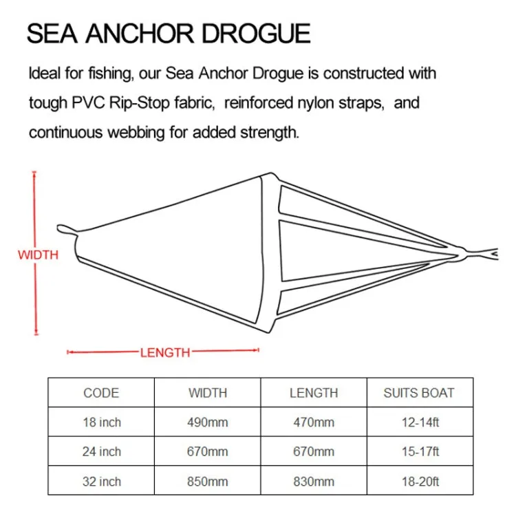 PVC Traction Drift Brake Fishing Sea Anchor, Size: 32 inch Orange With Black Rope Float