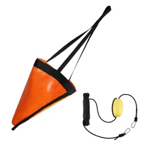 PVC Traction Drift Brake Fishing Sea Anchor, Size: 32 inch Orange With Black Rope Float