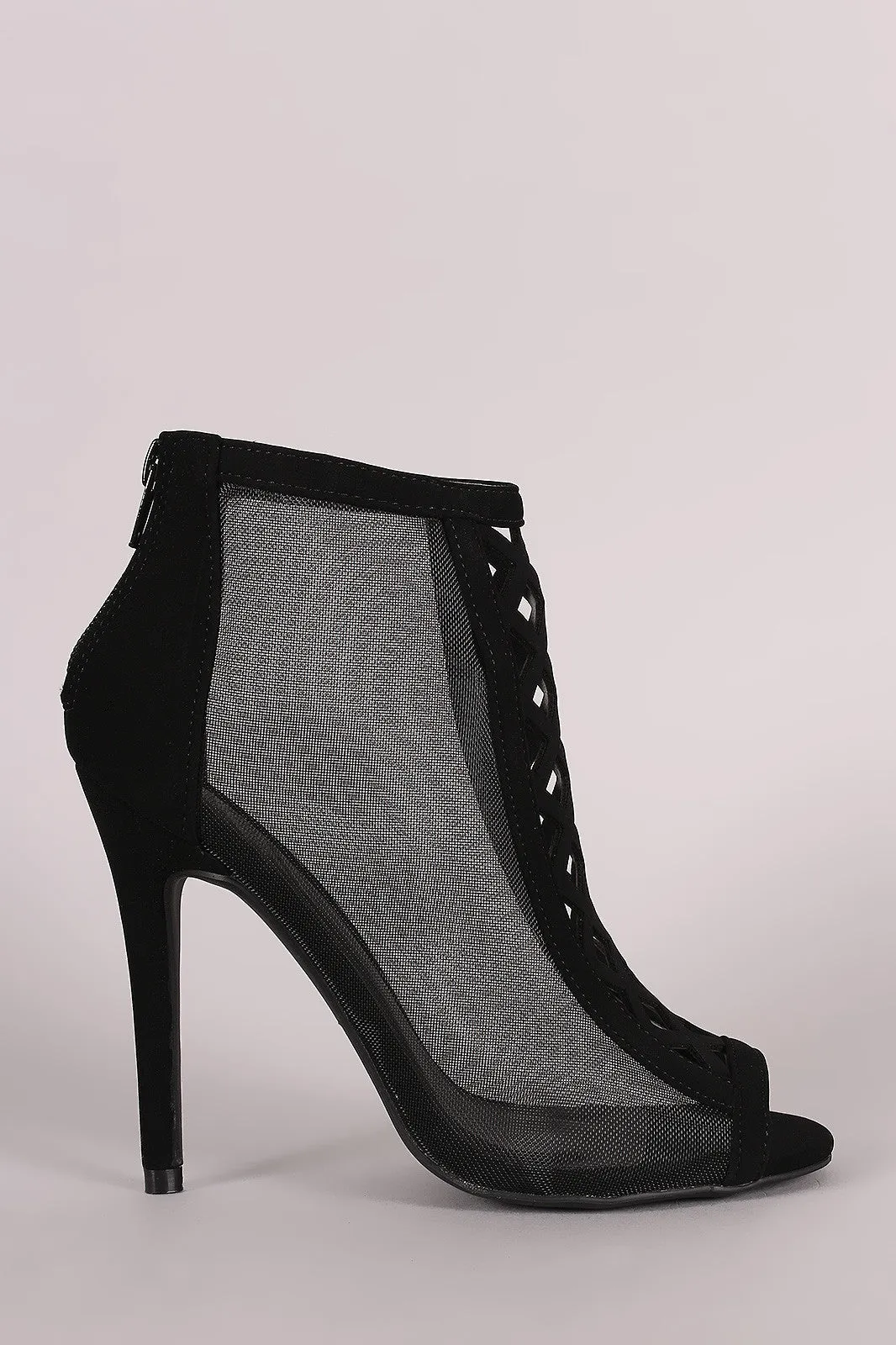 Quay -  Cutout Mesh Peep Toe Ankle Boots