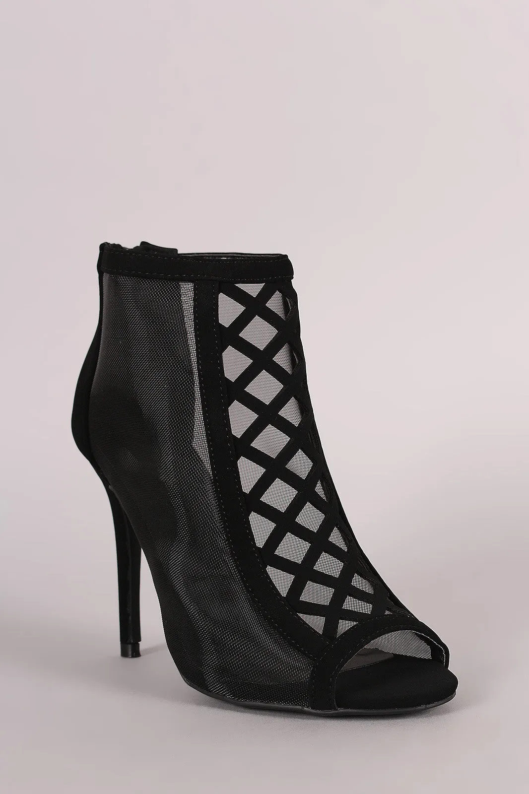 Quay -  Cutout Mesh Peep Toe Ankle Boots