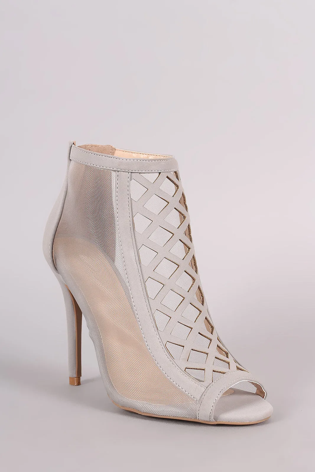 Quay -  Cutout Mesh Peep Toe Ankle Boots