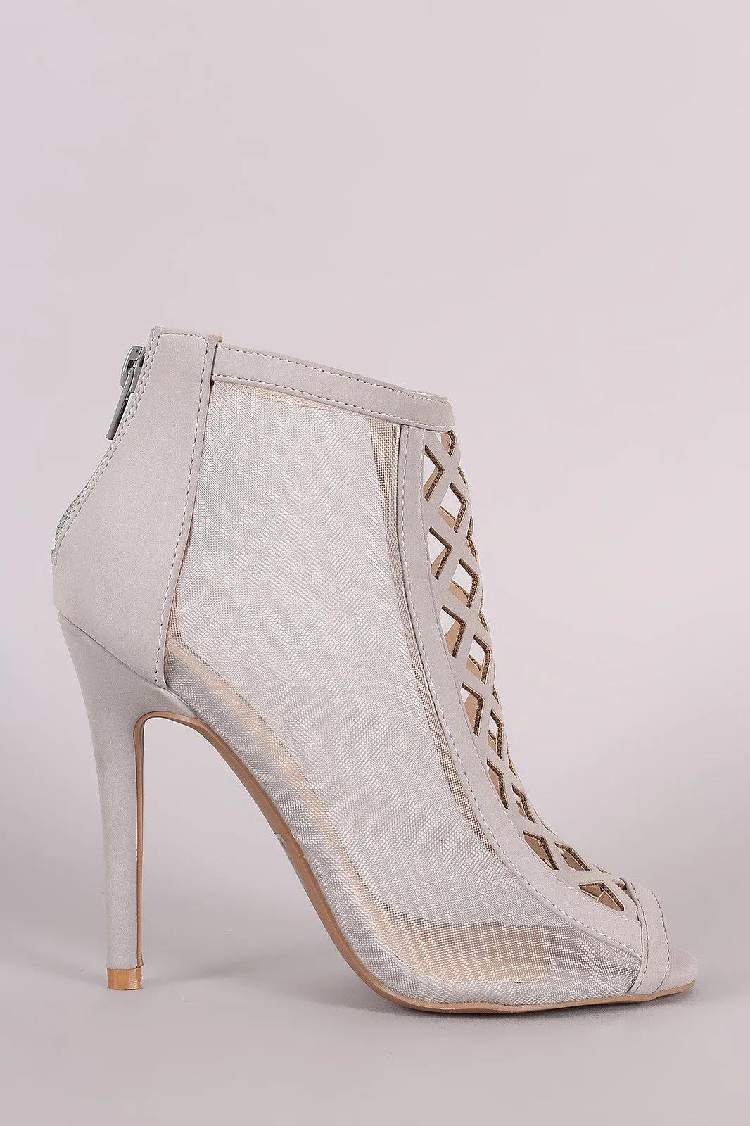 Quay -  Cutout Mesh Peep Toe Ankle Boots