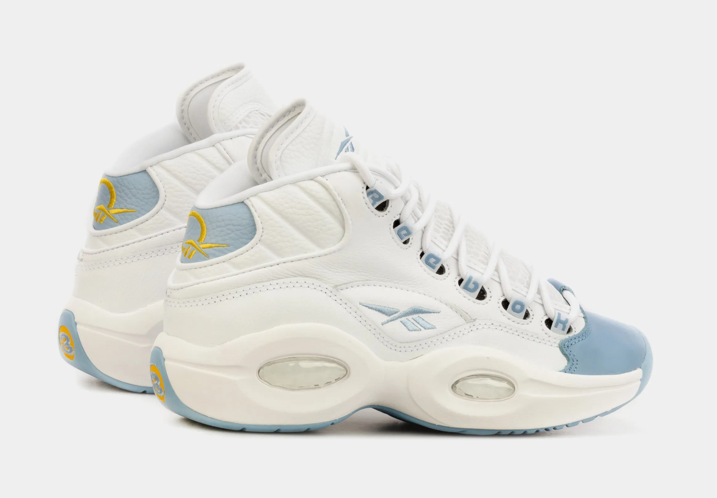 Question Mid Grade School Basketball Shoes (White/Blue)