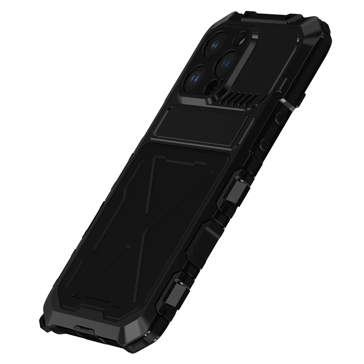 R-Just Kickstand Military-Grade Shockproof Heavy Duty Metal Snap Case Cover