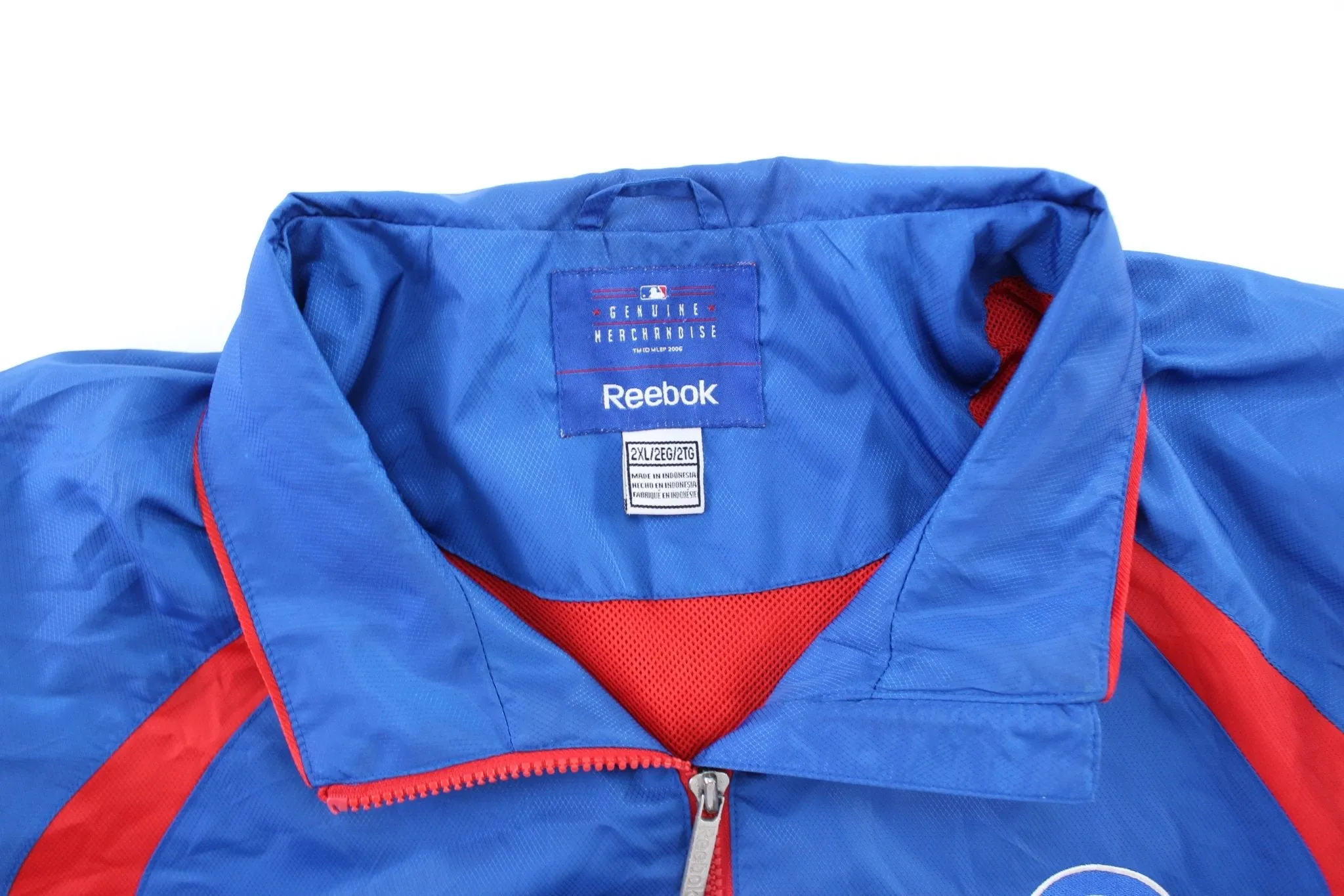 Reebok Embroidered Chicago Cubs Red & Blue Zip Up Jacket