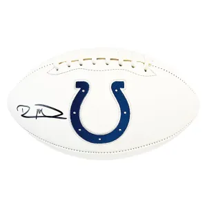 Robert Mathis Signed Indianapolis Colts Official NFL Team Logo White Football (JSA)