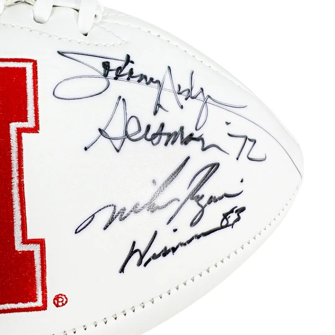 Rodgers/Rozier/Crouch Signed Triple Heisman Inscription Nebraksa Cornhuskers Official NCAA Team Logo Football (JSA)