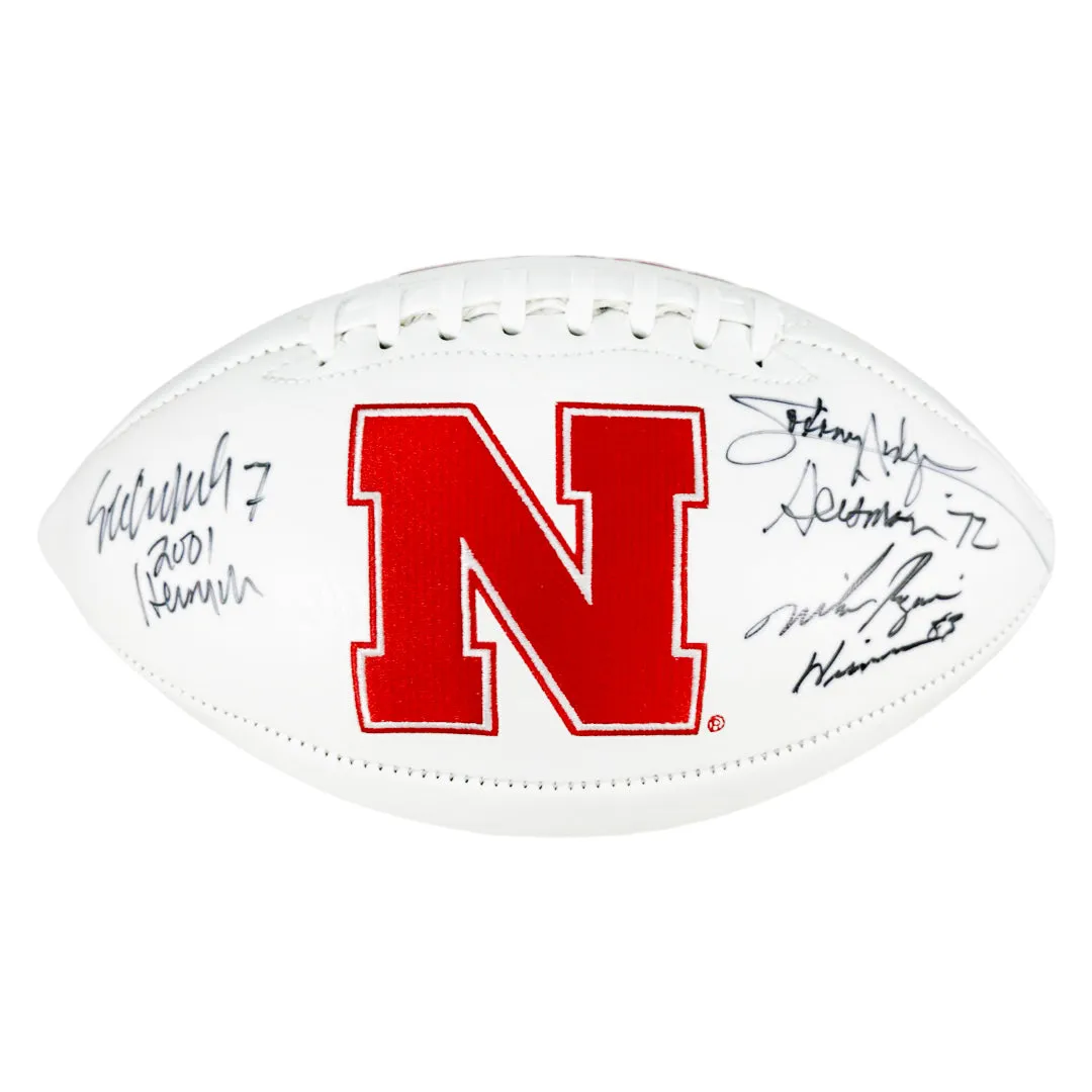 Rodgers/Rozier/Crouch Signed Triple Heisman Inscription Nebraksa Cornhuskers Official NCAA Team Logo Football (JSA)