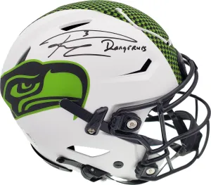 Russell Wilson Autographed Seattle Seahawks White Lunar Eclipse Full Size Authentic Hyper Speed Flex Helmet "DangeRuss" RW Holo & Beckett BAS Stock #194026