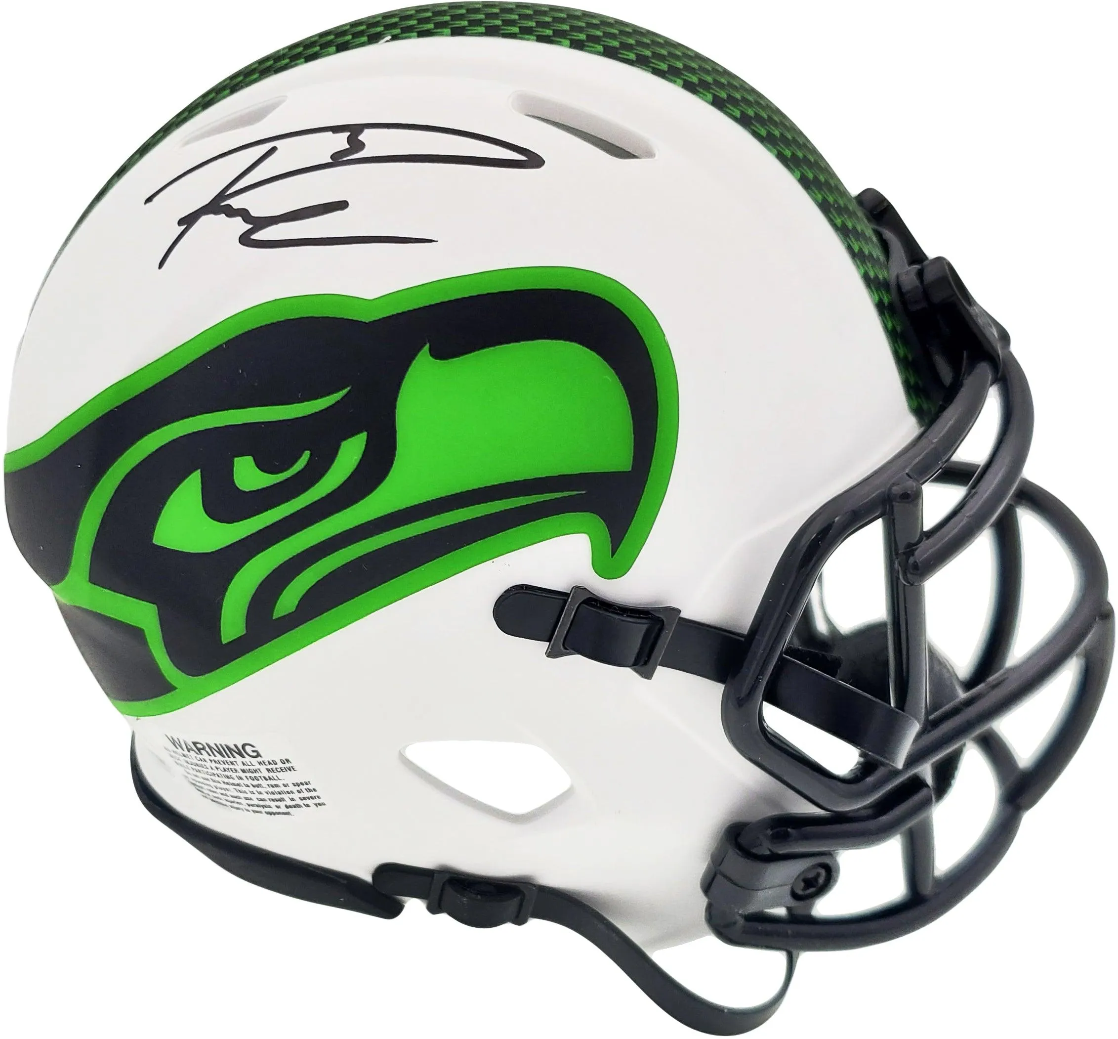 Russell Wilson Autographed Seattle Seahawks White Lunar Eclipse Speed Mini Helmet RW Holo & Beckett BAS Stock #194000