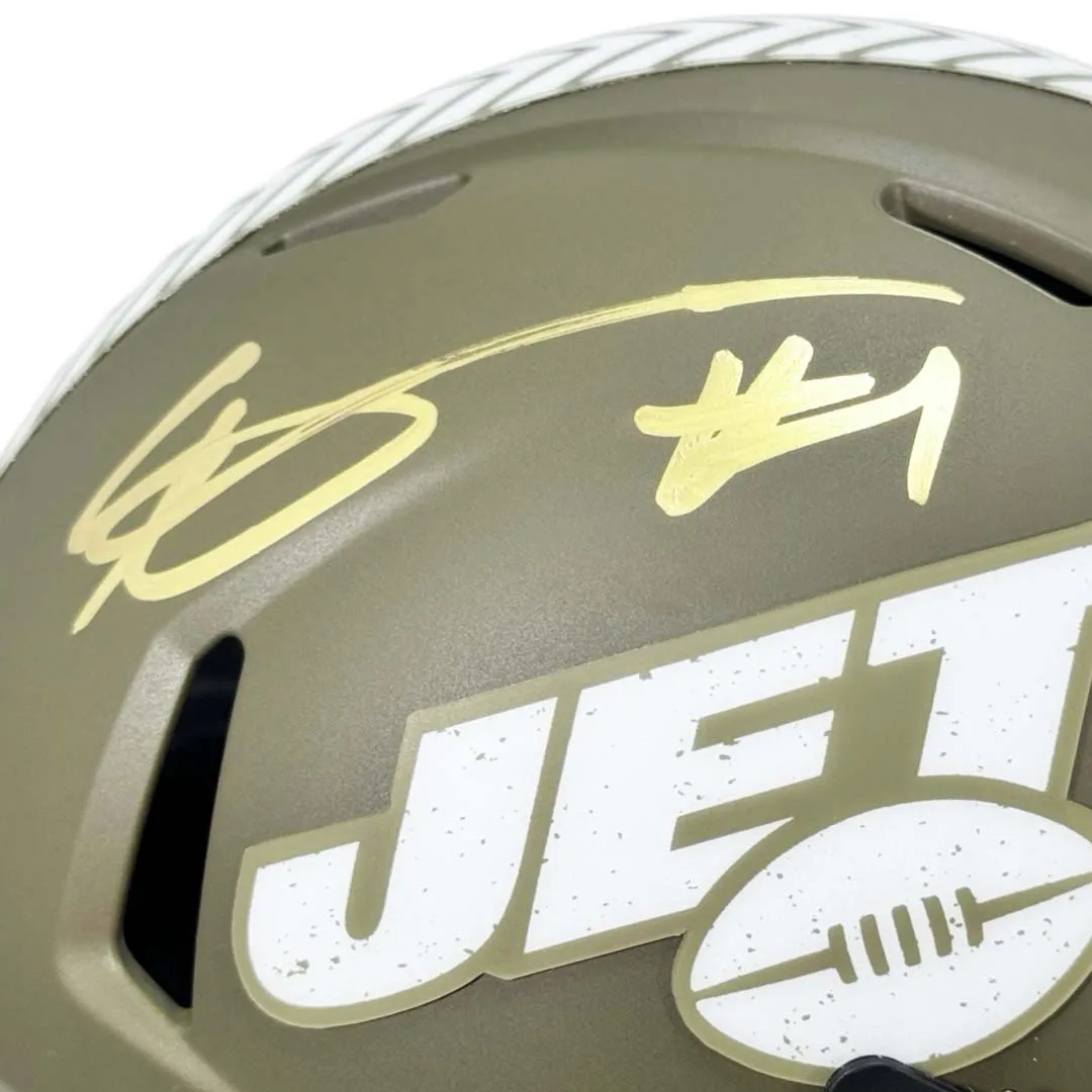 Sauce Gardner Signed New York Jets Salute to Service Mini Football Helmet (Beckett)