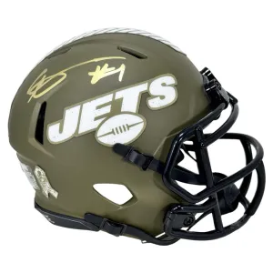 Sauce Gardner Signed New York Jets Salute to Service Mini Football Helmet (Beckett)