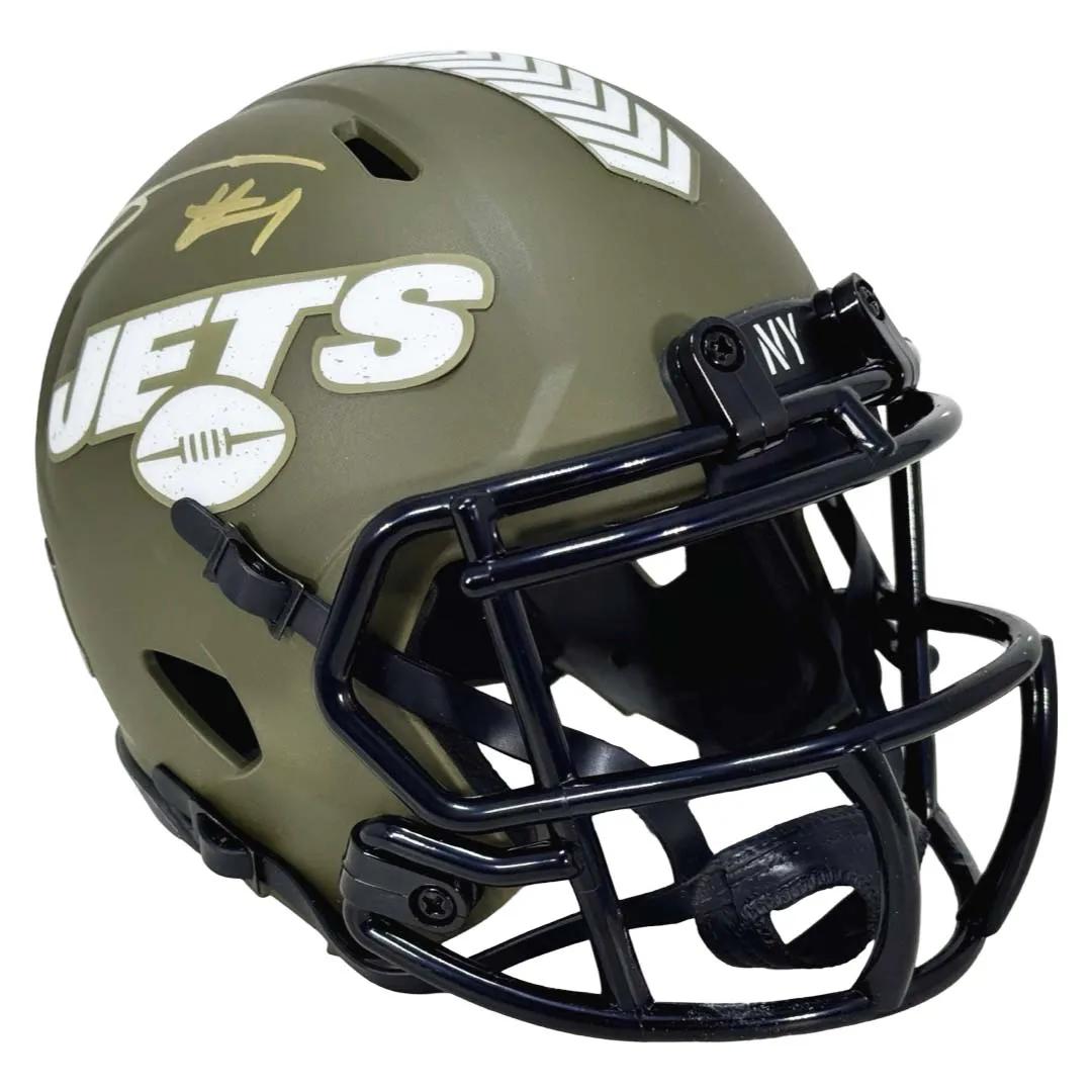 Sauce Gardner Signed New York Jets Salute to Service Mini Football Helmet (Beckett)