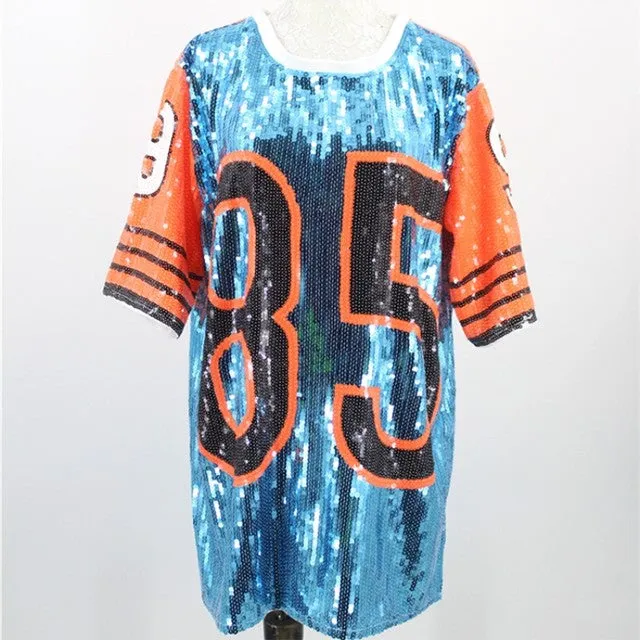 Sequins 85 football sports oversize tshirt dress