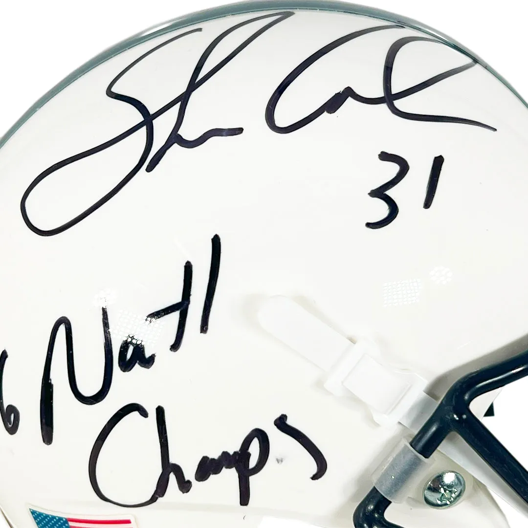 Shane Conlan Signed 1986 Natl Champs Inscription Penn State Nittany Lions Mini Schutt Football Helmet (JSA)