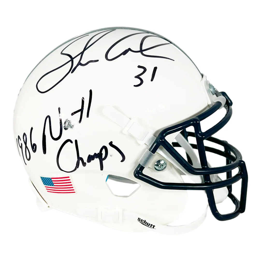 Shane Conlan Signed 1986 Natl Champs Inscription Penn State Nittany Lions Mini Schutt Football Helmet (JSA)