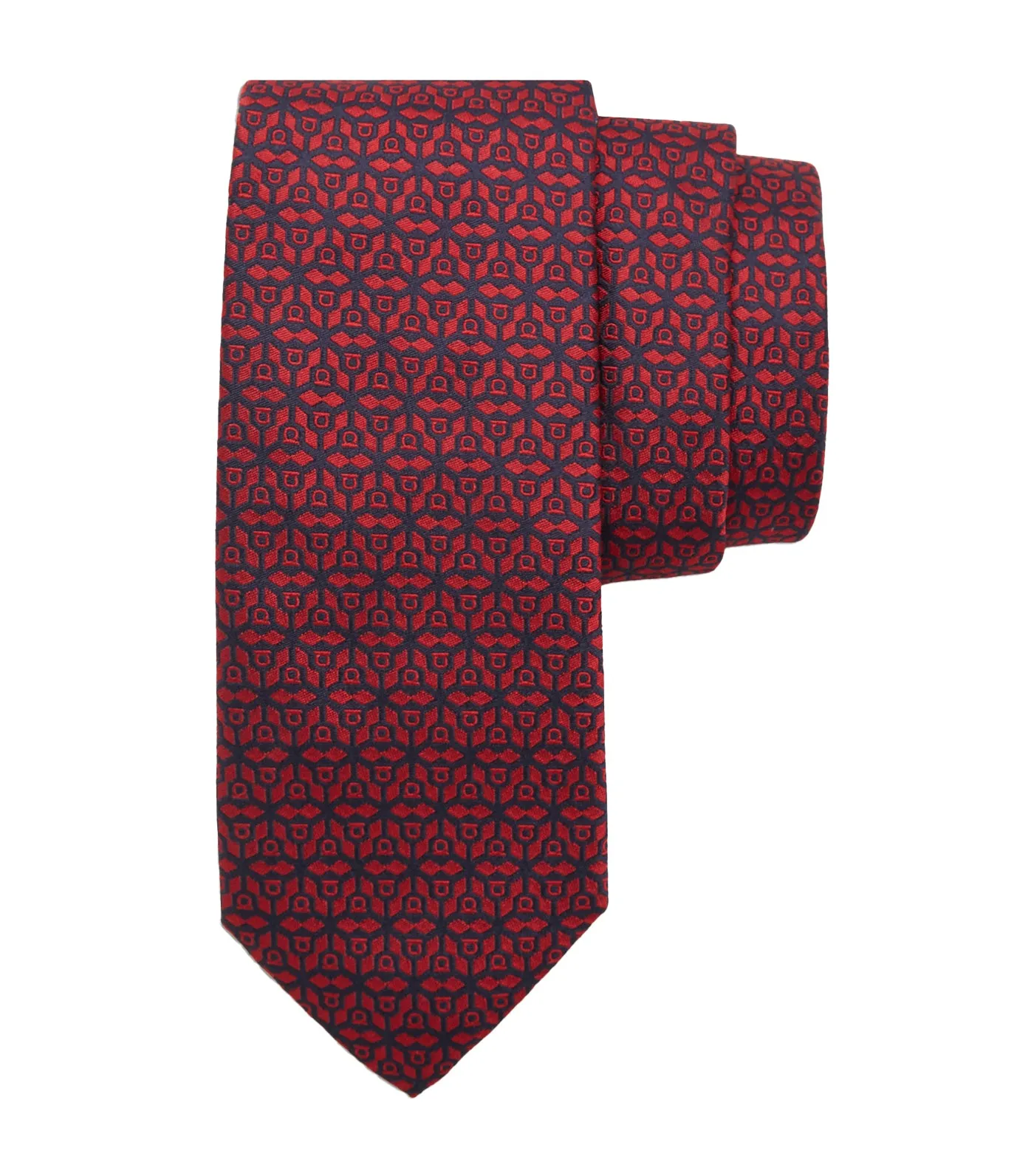 Silk Jacquard Tie Navy Blue/Ruby