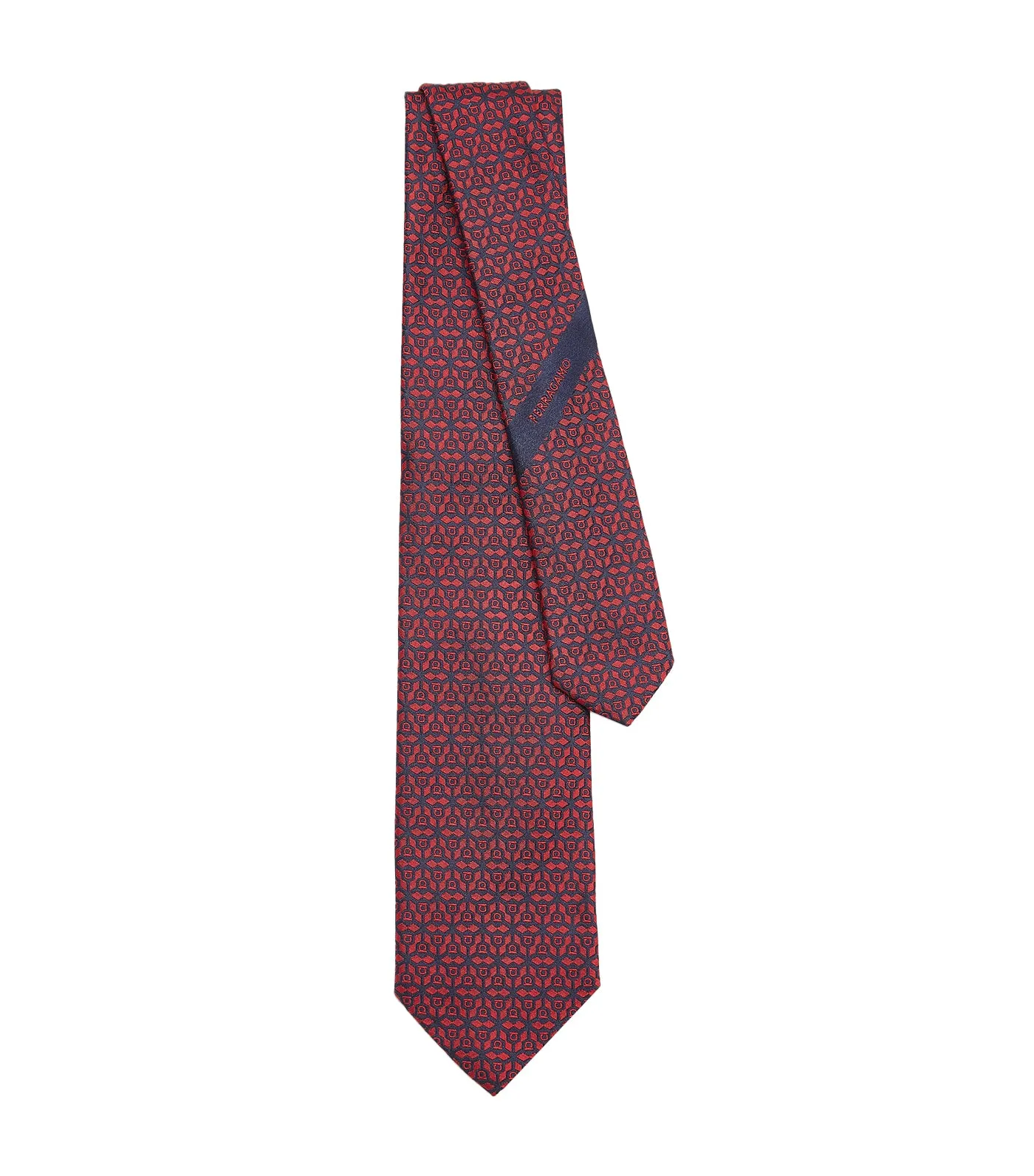 Silk Jacquard Tie Navy Blue/Ruby