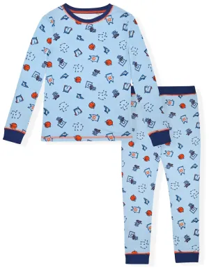 Sleep On It Boys 2-Piece Super Soft Jersey Long Sleeve Snug-Fit Pajama Set - Super Sports