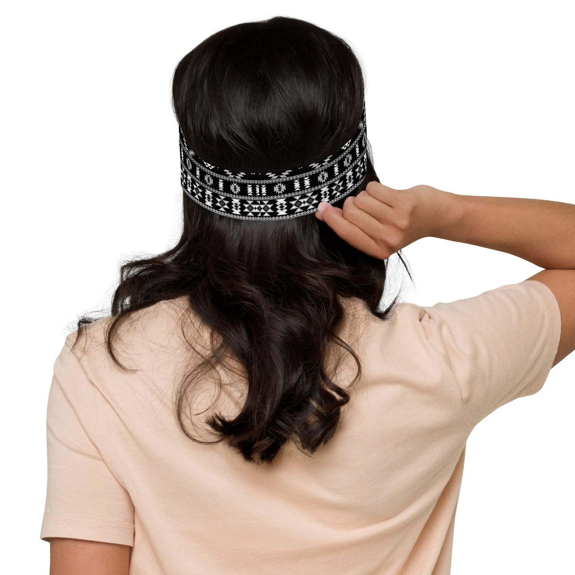 Sports Headband Native American Black And White Aztec Style Quick Dry Headband