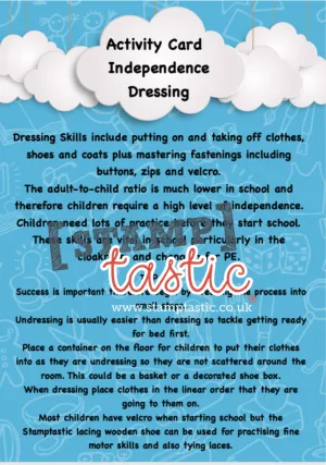 Starting School: Getting Dressed Activity Card