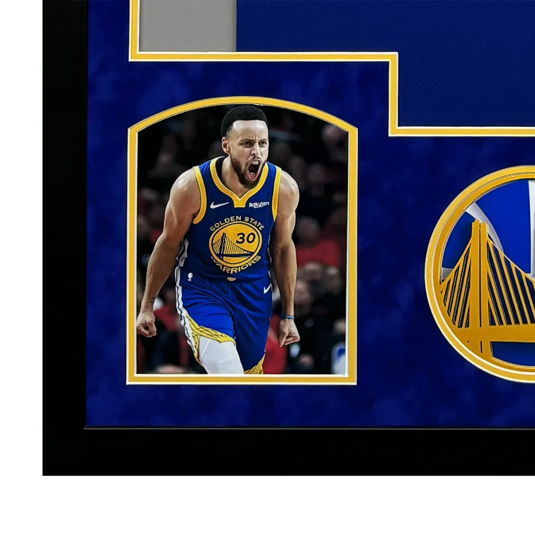 Steph Curry Signed Golden State Warriors Suede Matte Framed Basketball Jersey (JSA)