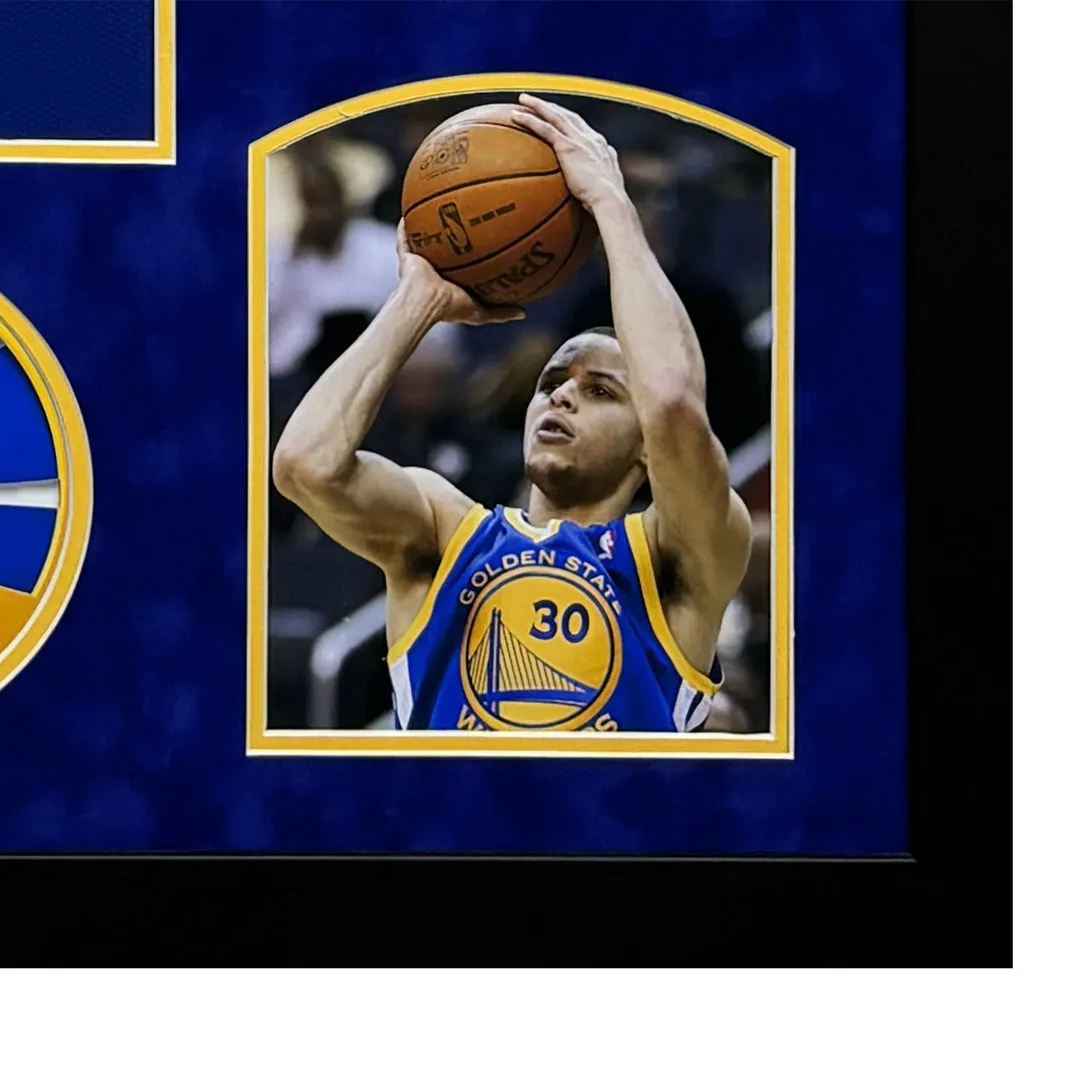 Steph Curry Signed Golden State Warriors Suede Matte Framed Basketball Jersey (JSA)