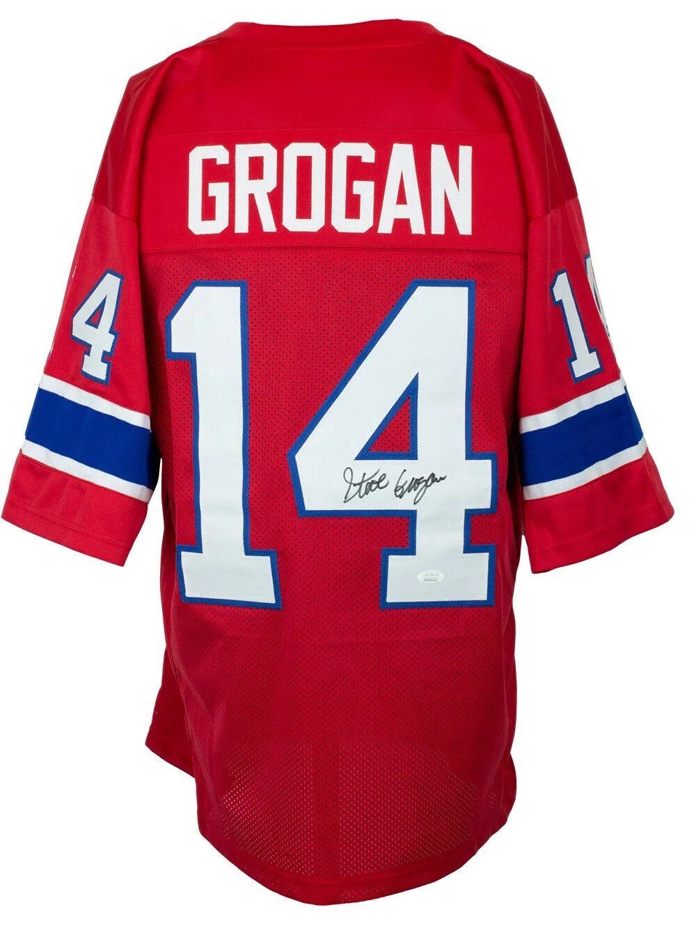 Steve Grogan Signed Custom Red Pro Style Football Jersey JSA ITP