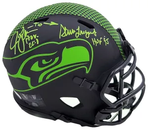 Steve Largent & Jim Zorn Autographed Seattle Seahawks Eclipse Black Speed Mini Helmet MCS Holo Stock #211064