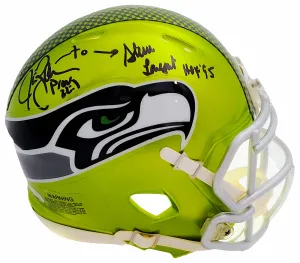 Steve Largent & Jim Zorn Autographed Seattle Seahawks Flash Green Speed Mini Helmet MCS Holo Stock #211062