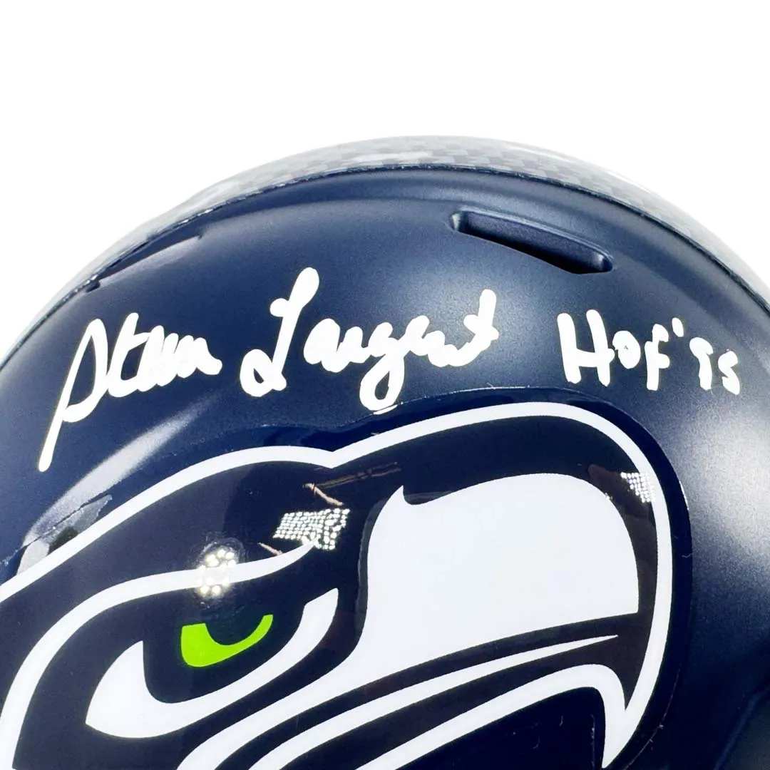 Steve Largent Signed HOF 95 Inscription Seattle Seahawks Speed Mini Football Helmet (Beckett)on